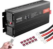 VEVOR Pure Sine Wave Inverter, 3000 Watt, Power Inverter with 2 AC Outlets 2 USB Port 1 Type-C Port, LCD Display and Remote Controller for Large Home Appliances, CE FCC Certified