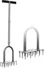 Metal Manual Lawn Aerator with 15 Iron Spikes, Pre-Assembled Garden Tool