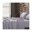 Tribeca Living 100% French Linen 4-Piece Bed Sheet Set, Silver Grey, Queen Sh...