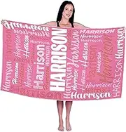 Microfiber Beach Towels - Absorbent Beach Towel with Name - Outdoor Sports Accessories Fade-Resistant Printed Multipurpose Bath Sheet for Swimming Pools Spa