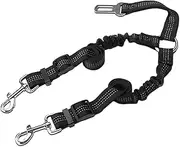 Double Dog Seat Belt, 70cm Adjustable Elastic Dog Car Harness Seatbelt with Anti-Shock Bungee Buffer, Heavy Duty Dog Seat Belts for Cars UK, Pet Safety Restraint for Travel & Daily Use