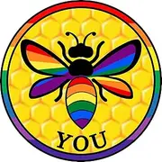 LGBT Honey Bee You – Be Yourself - Gay Pride Bumper Sticker | LGBTQ Rainbow Flag Premium Vinyl Decal 3 x 3 for Car Auto Equality LGBTQIA Coexist Progress Sign + Better Than Magnets Sticks Anywhere