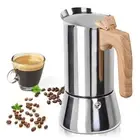 Uncoated 6 Cup Moka Pot 304 Thickened Stainless Steel Coffee Maker Stovetop E...