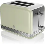 [Swan] ST19010GN Retro 2-Slice Toaster with Defost/Reheat/Cancle Functions, Cord Storage, 815W, Retro Green