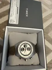 NWT! Timex Legacy Tonneau Chronograph Quartz Silver Dial Men's Watch TW2W50100