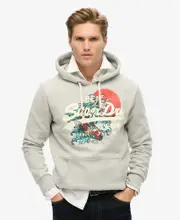 Tokyo Vintage Logo Graphic Hoodie | Pumice Stone Beige Marle
