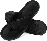 [ULTRAIDEAS] Women's Memory Foam Flip Flop Slippers with Cozy Terry Lining, Moisture-Wicking Open Toe Slip On Spa Thong Sandals Mules, Ladies' House Shoes with Indoor Outdoor Anti-Skid Hard Rubber Sole
