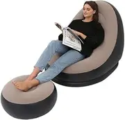 Lazy Bean Bag Sofa Chair Inflatable Folding Recliner Outdoor Furniture Sofa Bed with Footrest Flocking Single Sofa Home,Coffee one Set,China