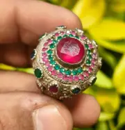 Natural Ruby Stone with Natural Multi Stones Emerald, Sapphire and Ruby Stones