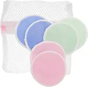 Gogogmee 7pcs Reusable Makeup Remover Pads Set Washable Bamboo Fiber Face Pads Blue Green Pink with Storage Pouch for Gentle Makeup Removal and Skin Care