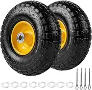 LZONEY Heavy Duty 4.10/3.50-4 Tire - 10" Dolly Wheels with Tube, with 5/8” Axle Bore Hole and Double Sealed Bearings,2.1"Offset Hub,Replacement for Hand Truck, Wheelbarrow, Gorilla Cart