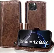Wallet Case for iPhone 12 Pro Max 6.7 inch with Card Holder, Premium PU Leather Shockproof Protective Phone Cover, Flip Folio Case iPhone 12 Pro Max Case, 12 pro max case with Stand Feature - Brown