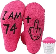 [Luhiew] Funny 75th Birthday Gifts Socks for Women, Wife, Grandma or Mother,Fun Fuzzy Socks for Her 75 Years Old,Christmas
