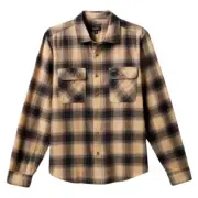 Brixton Bowery LW Ultra Flannel Oat Milk Cinder Grey Button Up Shirt