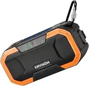 FM：87.5——108MHZ，AM：760——1062kHZ Weather Radio, Portable Emergency Radio with Solar Powered, Hand Crank & USB Charging, 5000mAh Small AM/FM/WB NOAA Weather Radio with SOS Alarm, Reading Lamp, LED Flashlight for Home Outdoor