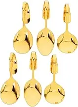 LIGIGWASH Meal Spoon Set 6pcs Stainless Steel Spoons and Forks Reusable Serving Utensils for Buffet Curved Handle