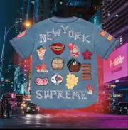 Supreme Patches Denim Baseball Jersey Denim Size Medium