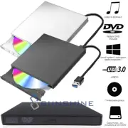For PC Laptop Windows 10/7/8 External CD DVD Drive USB 3.0 USB 2.0 Burner Reader