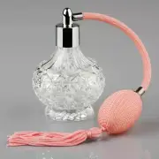 90ml Vintage Crystal Perfume Bottle Spray Atomizer Pink Bulb Empty Refillable