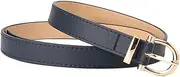 Maxtonser PU-leather Waist Belts with Oval Shape Buckle Thin Adjustable Waist Belt All-match Woman Dresses Skirt Coat Waistband Navy Blue