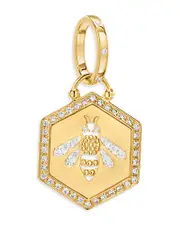 Temple St. Clair 18K Yellow Gold Diamond Bee Pendant