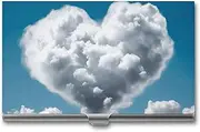 [VFMKT] Slim Metal Business Card Holder Portable Business Card Case Pocket Name Card Holder White Clouds Are Like A Heart Wallet for Men Women Office Travel, style, One Size