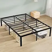 Levede 40cm Queen Bed Frame Metal Bed Base,Industrial Bed Frame,Steel Slat Mattress Support,Under Bed Storage,Reserved Holes for Headboard,Bedroom Furniture,Easy Assemble,Black ﻿