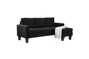 Foret 3 Seater Sofa Modular Corner Lounge Three Seat Couch Ottoman Fabric Black
