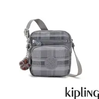 在飛比找Yahoo奇摩購物中心優惠-Kipling 輕灰蘇格蘭紋多袋小巧斜背包-RON