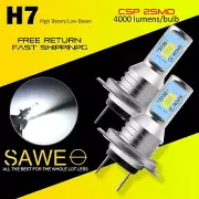 2 x H7 LED Headlight Bulb Kit High Low Beam 80W 8000LM Super Bright 6500K White (for: Volvo)