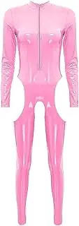 [GRRKDFQ] Women's Lingerie Sets Cutout Crotch Long Sleeve Zipper Crotchless Jumpsuit