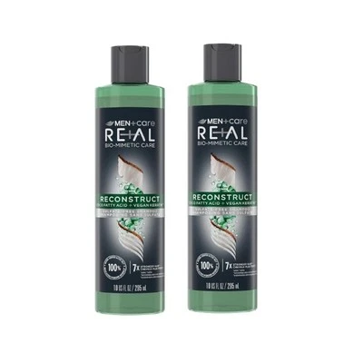 2 Pack Dove Men + Care Real Bio Mimetic RECONSTRUCT Shampoo Set Vegan Keratin