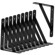 10 Pack L8" x H 6" Heavy Duty Shelf Brackets Thickness 8 Inch x 6 Inch Black