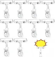 Yharnamite 10 Pcs Sign Clips Holders, Clear Plastic Price Tag Label Display Clips, Clear Sign Clips, Rotatable Price Display Rack Double Display Clips for Retail Rack, Baskets Cards, Retail Store (A)