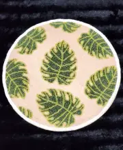Beaded Palm Leaf 15" Round Placemat Coastal Kitchen Tiki Tropical Party Jute