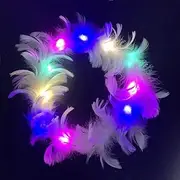 LEEMASING LED Feather Wreath Crown Headband Light-Up Angel Halo Headband For Wedding Christmas Halloween Valentine's Day (Colorful)