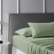 Accessorize Cotton Flannelette Sheet Set 40cm Wall Sage