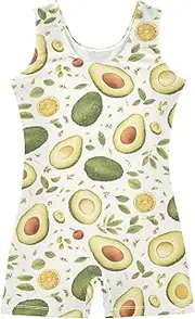 [FRODOTGV] Cute Avocado White Gymnastics Leotard for Girl Children 1-Piecing for Tumbling Classes for Training, Yoga, Tumbling