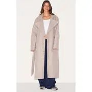Taupe Oversized Wool Look Trench Coat, Taupe