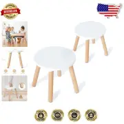 Child-Safe Wooden Round Stool 2 Pack - Ideal for Play and Sensory Activities