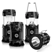 DIBMS 4-Pack Solar Camping Lantern, Collapsible LED Solar USB Rechargeable La