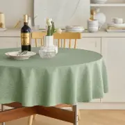 Faux Linen Round Tablecloths 60 inch for Dining Table, Waterproof Decorative ...
