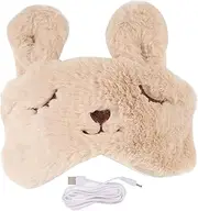 Healvian USB Heating Eye Mask Sleep Steam Eye Self Heating Eye Masks Headphones Diffuser Pet Heated Eye Mask Facial Mask Travel Eye Cover Rechargeable Eyeshade Travel Eyeshade Beige Flannel