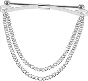 [BESPORTBLE] Men Collar Bar Pin with Chain Stylish Necktie Pin for Business Shirts Durable Suit Accessories for Weddings Anniversaries and Father Day
