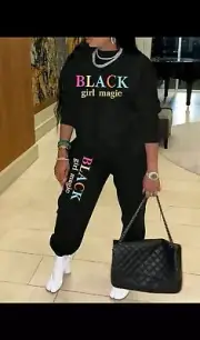 Womens Black Girl Magic Tracksuit Set