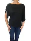 IRIS &INK X REVOLVE BLACK MODAL WOOL ASYMMETRICAL SLEEVE TOP TEE T-SHIRT NWT M