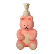 Foam Pump Bottle Cute Bear Shape Large Capacity Foaming Soap Dispenser Bottle for Facial Wash Body Wash Hand Soap Pink