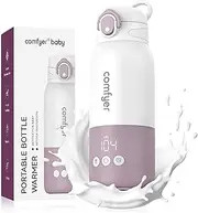 comfyer Portable Milk Warmer for Travel, Portable Bottle Warmer with Fast Heating & Long Battery Life, Instant Breast Milk, Formula or Water Warmer with 12 Ounces Big Capacity, Baby Flask for Vehicle