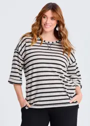 [Taking Shape] Taking Shape Tara Cosy Top Size 20 in Stripe - Plus Size Women's Tops & T Shirts Stripe