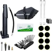 Bike Tool Kit, Bicycle Puncture Repair Kit, Bike Accessories with 16 in 1 Bike Multi Tool, Bicycle Pump, Tire Levers, Saddle Bag, Tire Patch Kit for Mountain Bike and Road Bike, Cycling Gifts for Men